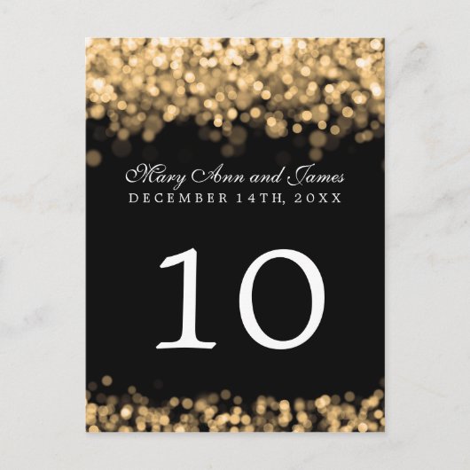 Elegante Tischnummer Gold Lights (Vorderseite)