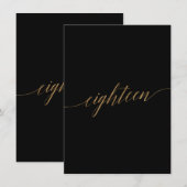 Elegante Tischnummer Gold und Schwarz Achtzehn (Vorne/Hinten)