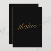 Elegante Tischnummer Gold und Schwarz Dreizehn (Vorne/Hinten)