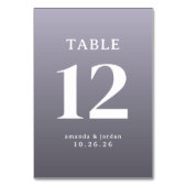 Elegante Tischnummer in Lila (Rückseite)
