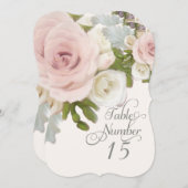 Elegante Tischnummer Karten Skalierte Rose mit Blä (Vorne/Hinten)