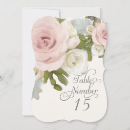 Elegante Tischnummer Karten Skalierte Rose mit Blä