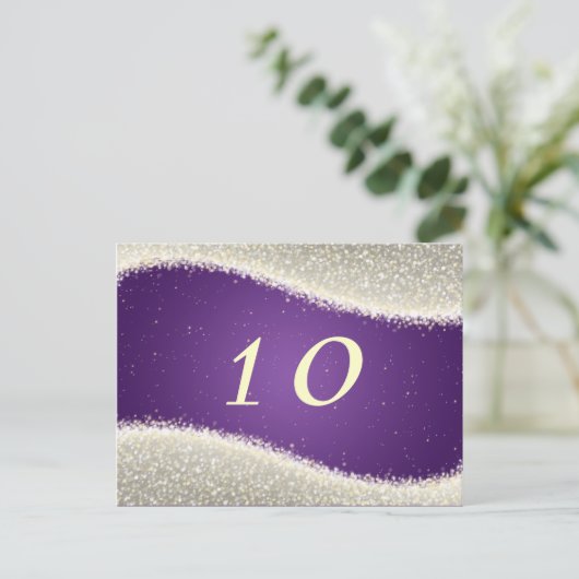 Elegante Tischnummer Lila Glitzern (Stehend Vorderseite)