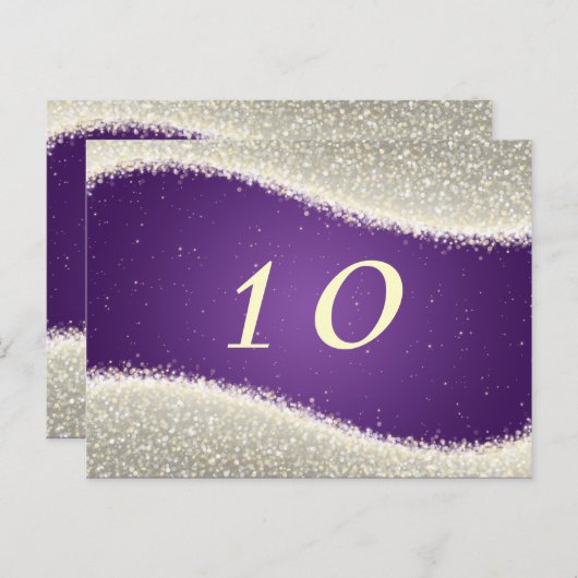 Elegante Tischnummer Lila Glitzern (Vorne/Hinten)