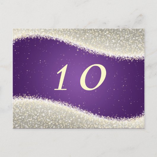 Elegante Tischnummer Lila Glitzern (Vorderseite)