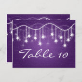 Elegante Tischnummer Lila schimmernde Sterne (Vorne/Hinten)