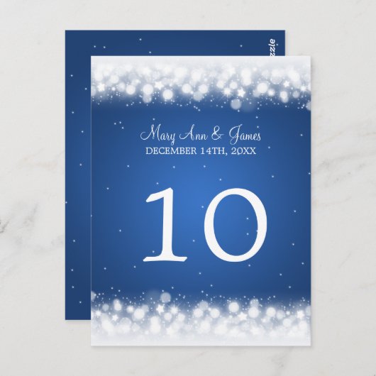 Elegante Tischnummer Magic Sparkle (Vorne/Hinten)