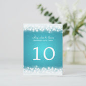 Elegante Tischnummer Magic Sparkle Türkis (Stehend Vorderseite)