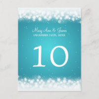 Elegante Tischnummer Magic Sparkle Türkis