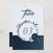 Elegante Tischnummer mit blauen Blumen (Vorne/Hinten)