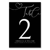 Elegante Tischnummer Moderne Script Black Wedding (Vorderseite)
