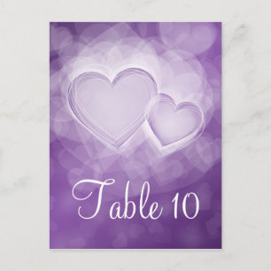 Elegante Tischnummer Modernes Herz Lila
