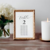 Elegante Tischnummer Namen Schwarz-weiß Minimalist