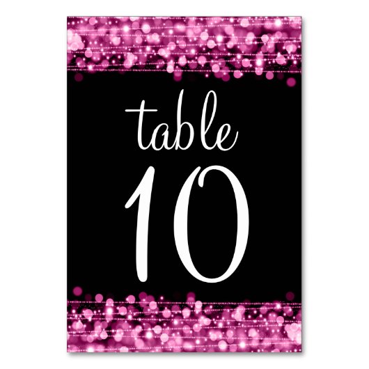Elegante Tischnummer Party Glitzern Pink (Vorderseite)