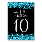 Elegante Tischnummer Party Glitzern Türkis (Rückseite)