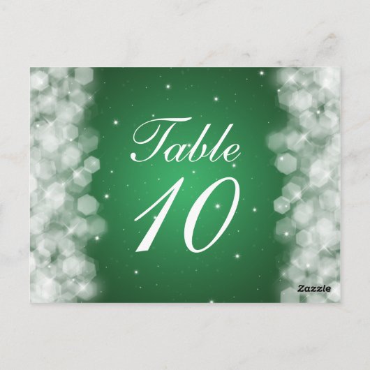 Elegante Tischnummer Party Sparkle Smaragdgrün (Rückseite)