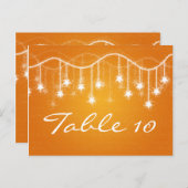 Elegante Tischnummer Schimmernd Sterne Orange (Vorne/Hinten)