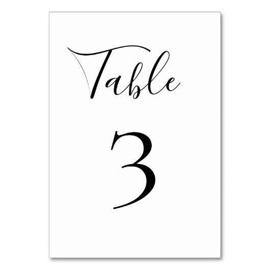 Elegante Tischnummer Schwarz-Weiß-Hochzeit (Vorderseite)