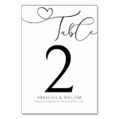 Elegante Tischnummer Script Black & White Wedding (Vorderseite)
