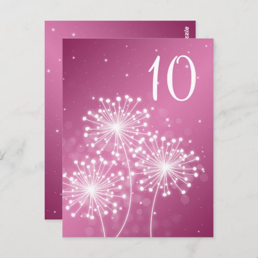 Elegante Tischnummer Sommer Sparkle Rose Rosa (Vorne/Hinten)