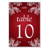 Elegante Tischnummer Vintage Wirbel 2 Rot (Rückseite)