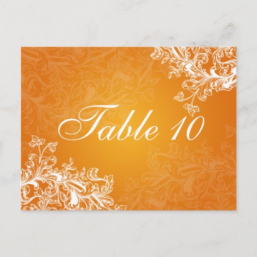 Elegante Tischnummer Vintage Wirbel Orange (Vorderseite)