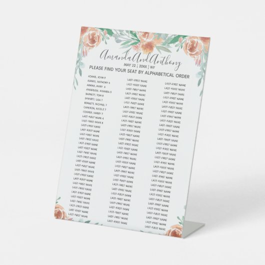 Elegante Tischnummer von Sitzplätzen Sockelschild (Vorderseite)