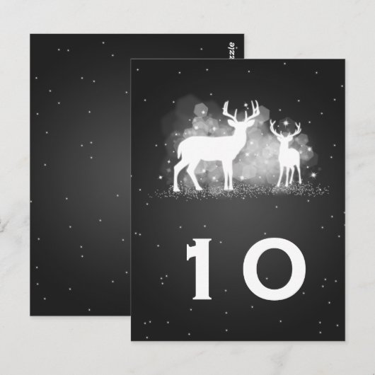 Elegante Tischnummer Winter Deer Sparkle (Vorne/Hinten)