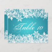 Elegante Tischnummer Winterschneeflocken Blau (Vorne/Hinten)