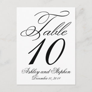 Elegante Tischnummern-Karten für die Hochzeit Einladungspostkarte