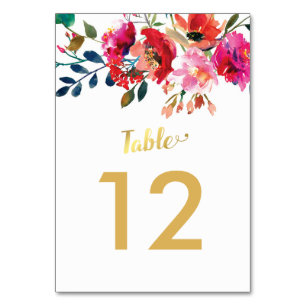 Elegante Tischnummern mit floralen Wasserfarben We