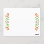 Elegante Tischnummernkarte mit Blättern, Blumen un Postkarte (Rückseite)