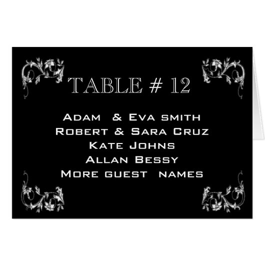 Elegante Tischnummerschablonenhochzeit (Vorderseite (Horizontal))