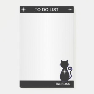 Elegante To-Do-Liste & schwarze Katzensilhouette Post-it Klebezettel