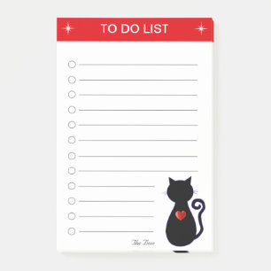 Elegante To-Do-Liste & schwarze Katzensilhouette Post-it Klebezettel