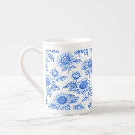 Elegante Toile du Jouy Sonnenblumen – Blau Botanis Porzellantasse