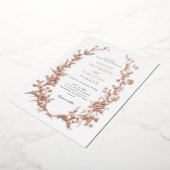 Elegante Toile Floral Wreath Wedding Rose Gold Folieneinladung (Gedreht)