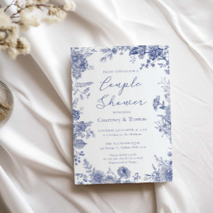 Elegante Toile French Blue Dusche Einladung