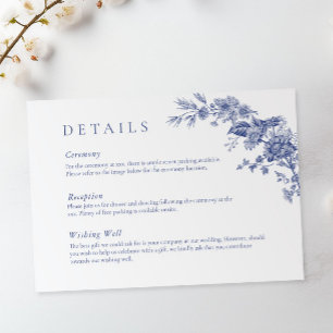 Elegante Toile French Blue Floral Detail Card Einladung