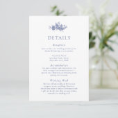 Elegante Toile French Blue Floral Enclosure Card Begleitkarte (Stehend Vorderseite)
