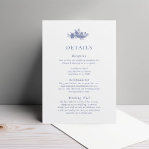Elegante Toile French Blue Floral Enclosure Card Begleitkarte