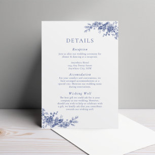 Elegante Toile French Blue Floral Enclosure Card Begleitkarte