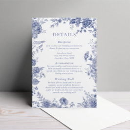 Elegante Toile French Blue Floral Enclosure Card Begleitkarte
