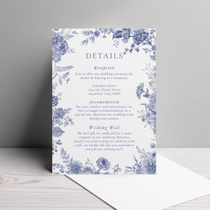 Elegante Toile French Blue Floral Enclosure Card Begleitkarte