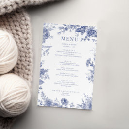 Elegante Toile French Blue Floral Menu Card