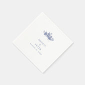 Elegante Toile French Blue Floral Wedding Serviette (Ecke)