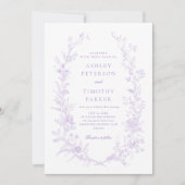 Elegante Toile French Lavender Floral Wedding Einladung (Vorderseite)