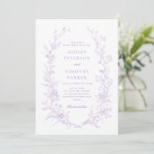 Elegante Toile French Lavender Floral Wedding Einladung (Stehend Vorderseite)