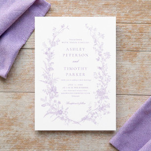 Elegante Toile French Lavender Floral Wedding Einladung
