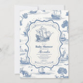 Elegante Toile Nautical Baby Shower Einladung (Vorderseite)